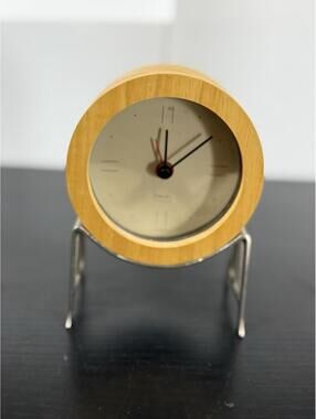 Michael Graves Solid Wood Bezel Alarm Clock Nickel Finish Base /Decorative Clock